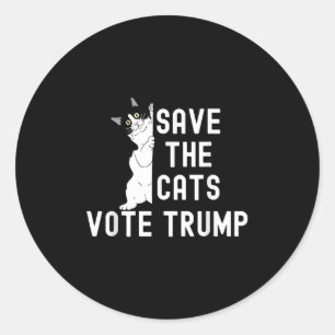 Sticker Rond Sauvez les chats Votez Trump Drôle Humour politiqu