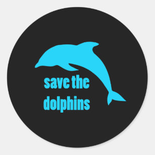 Sticker Rond Sauvez les dauphins