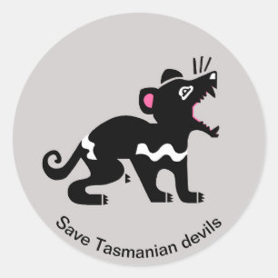 Sticker Rond Sauvez les DIABLES de Tasmanie -Faune -Animaux en 