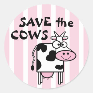 Sticker Rond Sauvez les droits des animaux des vaches