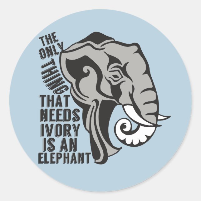 Sticker Rond Sauvez les éléphants Interdire la chasse au trophé (Devant)