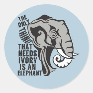 Sticker Rond Sauvez les éléphants Interdire la chasse au trophé