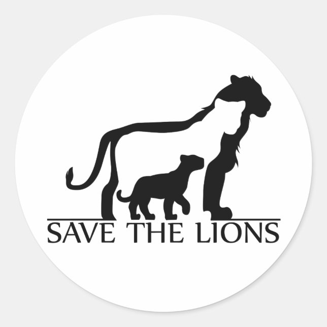 Sticker Rond Sauvez les lions (Devant)