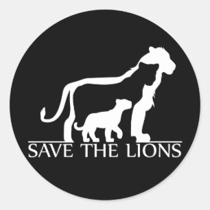 Sticker Rond Sauvez les lions (blancs)