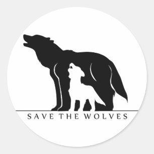 Sticker Rond Sauvez les loups (ver blanc).
