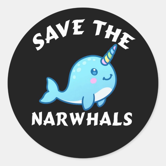 Sticker Rond Sauvez Les Narwhals (Devant)