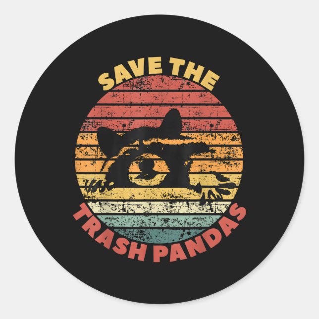Sticker Rond Sauvez les ordures Pandas Raccoon Street Cats (Devant)
