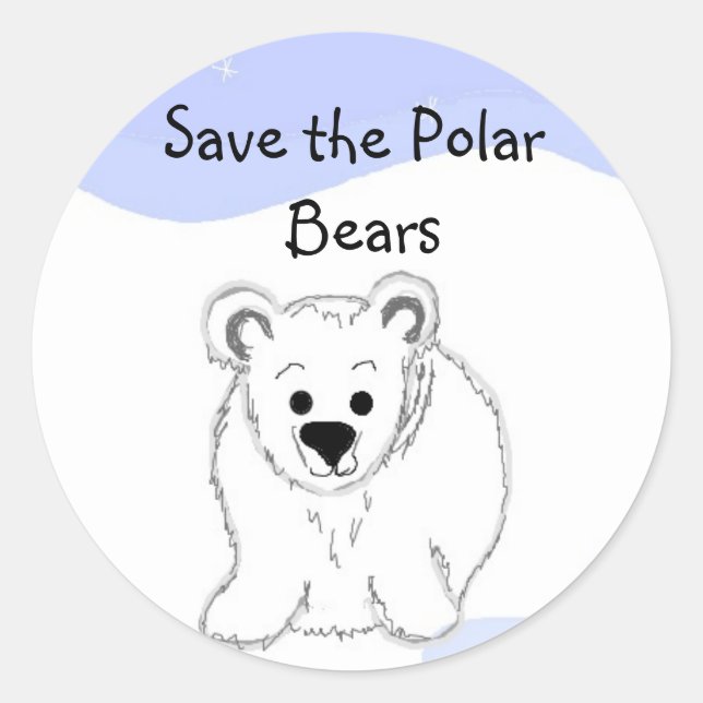 Sticker Rond Sauvez les ours polaires (Devant)