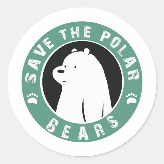 Sticker Rond Sauvez les ours polaires (Devant)