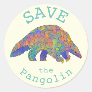 Sticker Rond Sauvez les pangolins et les droits des animaux men