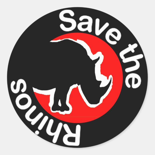 Sticker Rond Sauvez les rhinocéros rouges (Devant)