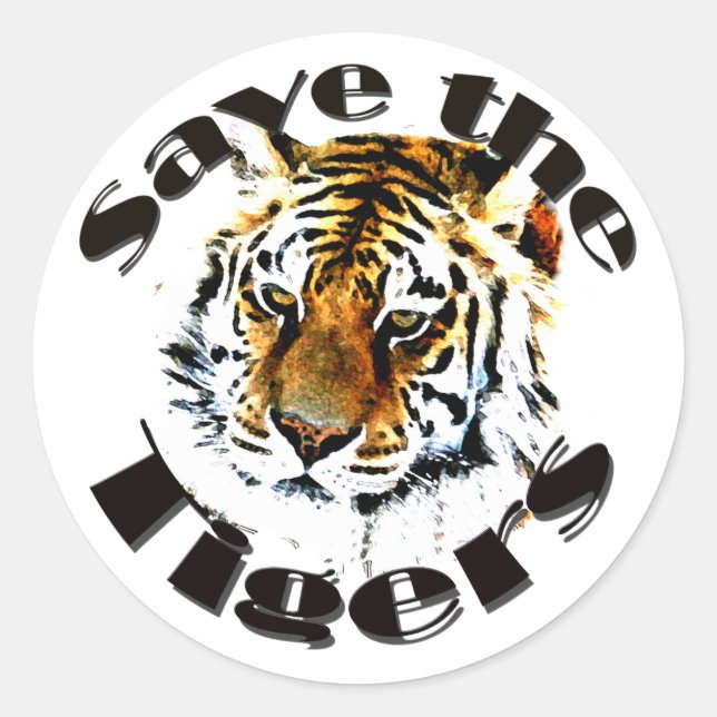 Sticker Rond Sauvez les tigres (Devant)