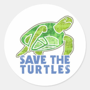 Sticker Rond Sauvez les tortues