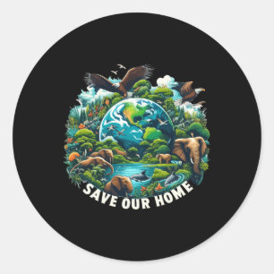 Sticker Rond Sauvez l'océan Sauvez notre Jour des terres d'orig