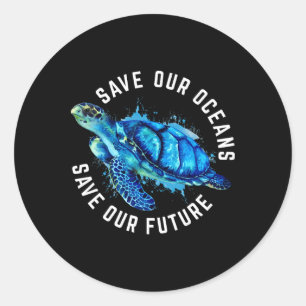Sticker Rond Sauvez nos océans Tortue Jour des terres Pro Envir