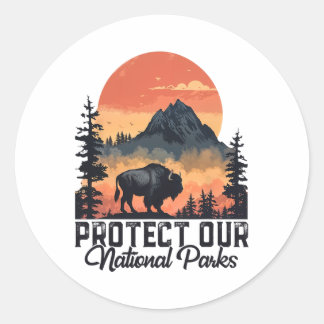 Sticker Rond Sauvez nos parcs nationaux Résister Service Bison 