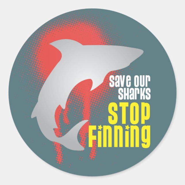 Sticker Rond Sauvez nos requins Arrêtez de trouver des autocoll (Devant)