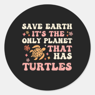 Sticker Rond Sauvez Tortues Jour des terres 2025 Tortues Lover