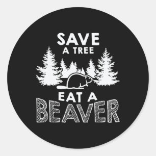 Sticker Rond Sauvez Un Arbre Mangez Un Castor Un Environnement 