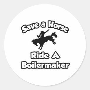 Sticker Rond Sauvez un cheval, faites un tour dans un chaudronn