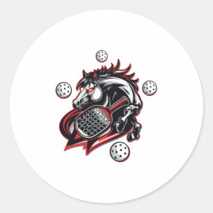 Sticker Rond Sauvez une balade à cheval sur un cowboy