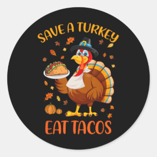 Sticker Rond Sauvez Une Turquie Mange Des Tacos Drôle Hommes D'