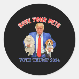 Sticker Rond Sauvez Vos Animaux Votez Trump Élection Américaine