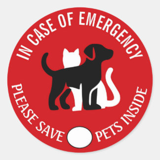 Sticker Rond SAUVEZ VOTRE ANIMAL EN CAS D'URGENCE ! Autocolla