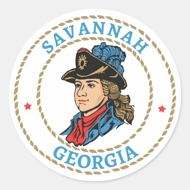 Sticker Rond Savannah Georgia Colonial (Devant)