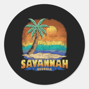 Sticker Rond Savannah Géorgie Vintage Souvenir désorganisé