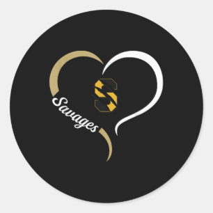 Sticker Rond Savannah Savages Logo Demi Coeur Slogan Hs
