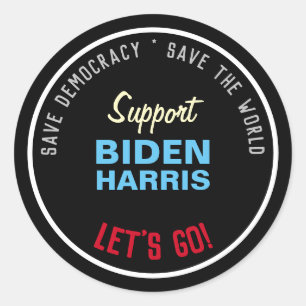 Sticker Rond Save Democracy Support BIDEN HARRIS