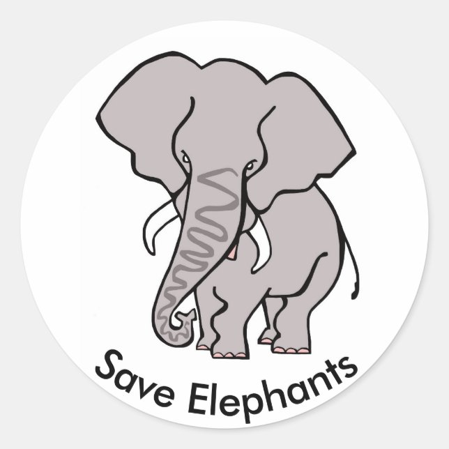 Sticker Rond Save ELEPHANTS - Animal activiste - Save Wildlife  (Devant)