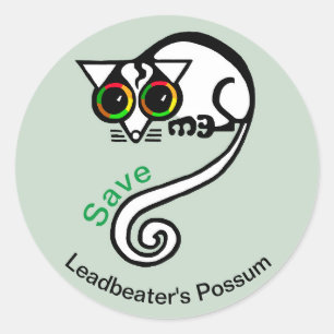 Sticker Rond Save Leadbeater's POSSUM - Marsupial - Faune -