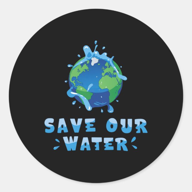 Sticker Rond Save Our Waters Jour des terres 2025 Clean Waters  (Devant)