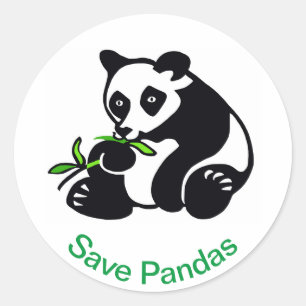 Sticker Rond Save PANDAS - Animal en voie de disparition - Faun