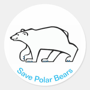 Sticker Rond Save Polar BEARS - Animal activiste - Wildlife -