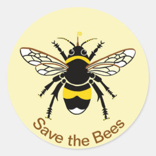Sticker Rond Save the BEES -Conservation - Faune -Jaune -
