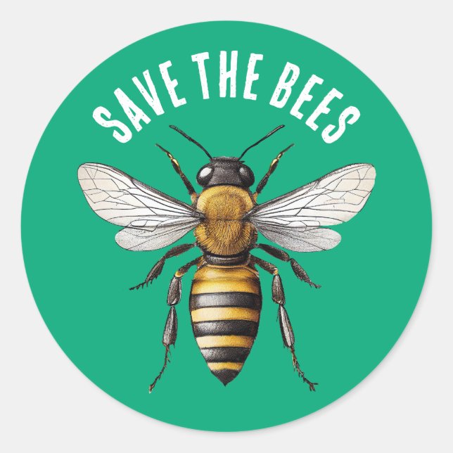 Sticker Rond Save the Bees Green (Devant)