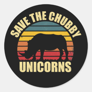 Sticker Rond Save the Chubby Unicorns rhino lovers