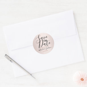 Sticker Rond Save the date   Blush