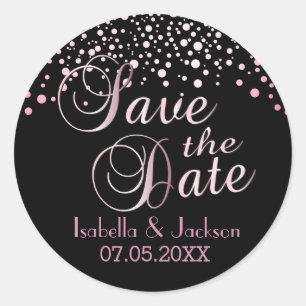 Sticker Rond Save the date   Points Tourmalins Roses   Personna