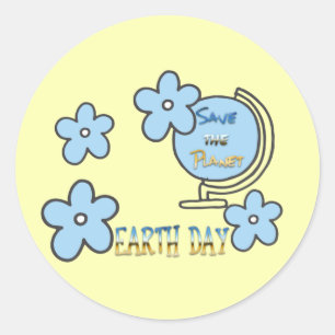Sticker Rond Save the Planet Jour des terres Globe