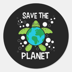Sticker Rond Save the Planet - Protection De l'environnement Ea