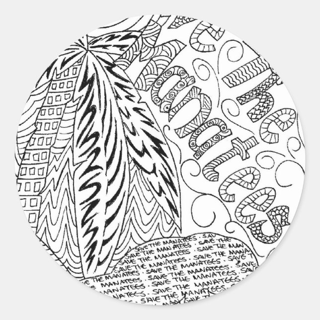 Sticker Rond savethemanateezen1.jpg (Devant)