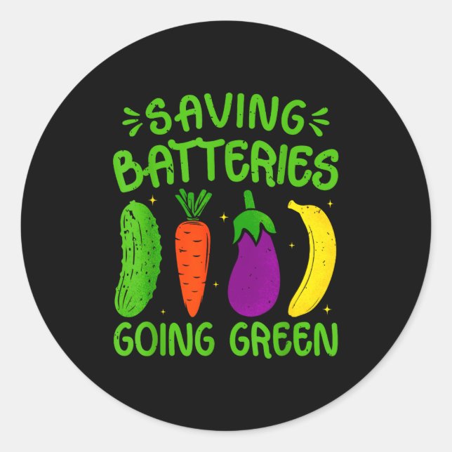 Sticker Rond Saving Batteries Going Green Funny Inappropriate H (Devant)