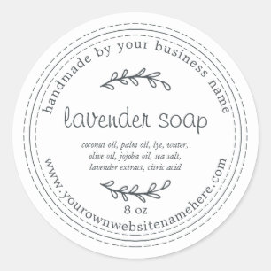 Sticker Rond Savon à la Lavande Artisanal Rustique Blanc