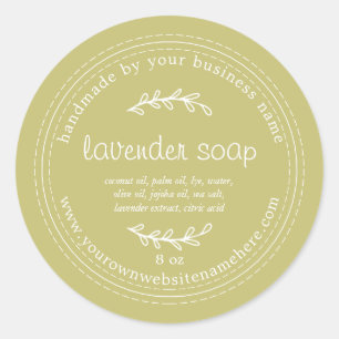 Sticker Rond Savon à la Lavande Artisanal Rustique Vert Olive