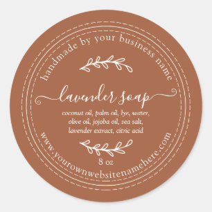 Sticker Rond Savon à la Lavande fait main Rustique TerraCotta