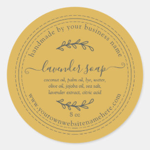 Sticker Rond Savon à la Lavande Jaune Fait Main Rustique